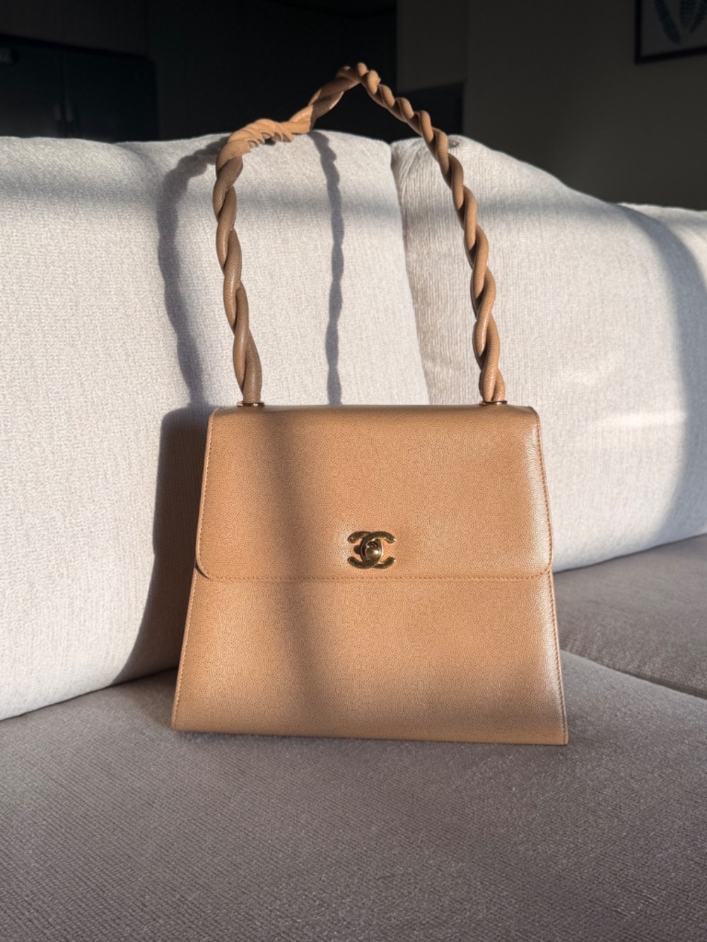 Chanel Vintage Matelassé Caviar Crossbody — Beige - Picture 3 of 16